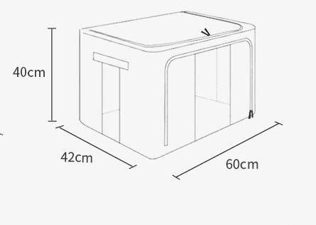 Linen Dark Grey Beige Foldable Clothes Storage Organizer Box Metal Framed Quilts Sheets 100L.